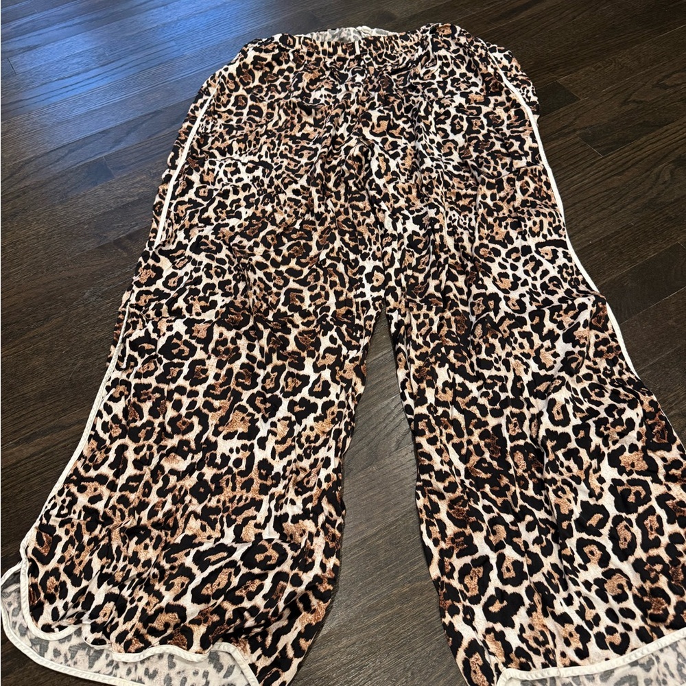 Aerie Leopard Print Straight Leg Pants